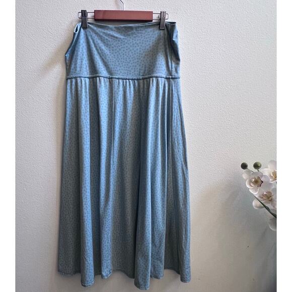 Patagonia Morning Glory Midi Skirt Women L Blue Geometric Stretch Fold Over Boho - Picture 2 of 5